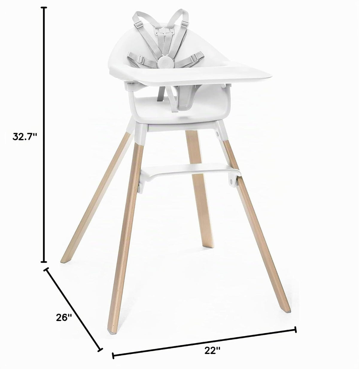 Stokke Clikk Silla alta, color blanco, silla alta todo en uno con b...