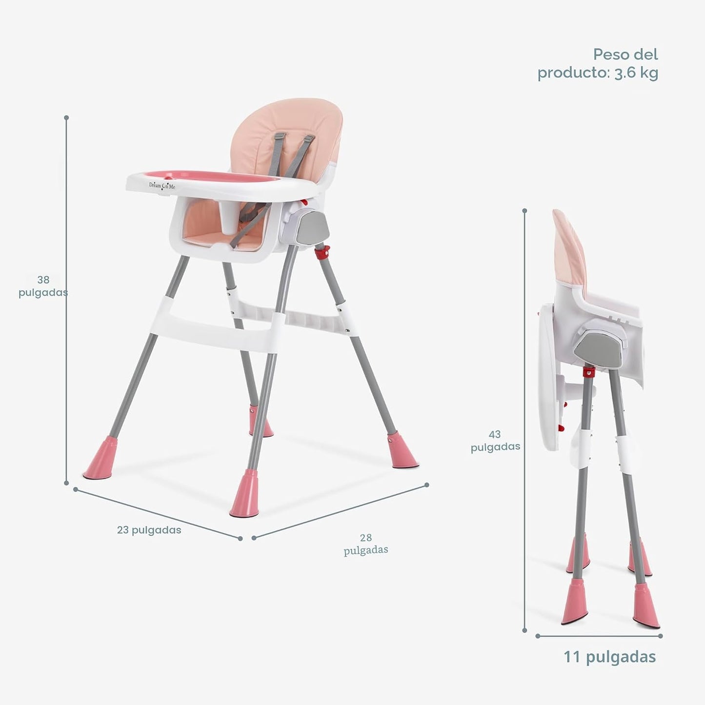 Dream On Me Silla alta portátil 2 en 1, silla alta convertible comp...