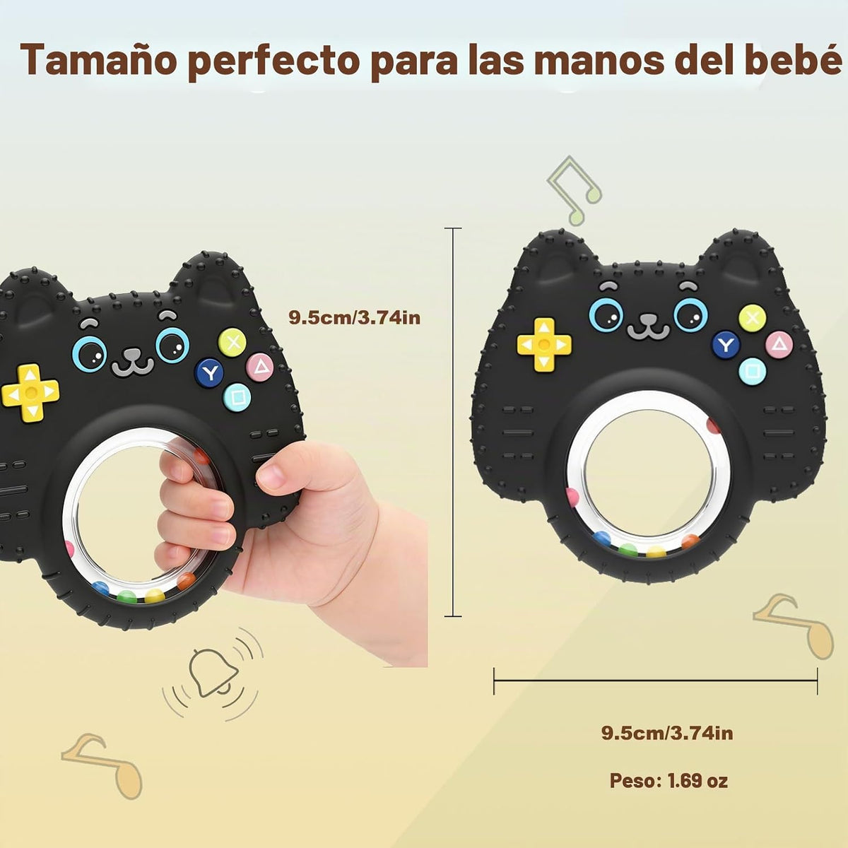 Juguetes de dentición para bebé, anillo de sonajero, mordedor masti...