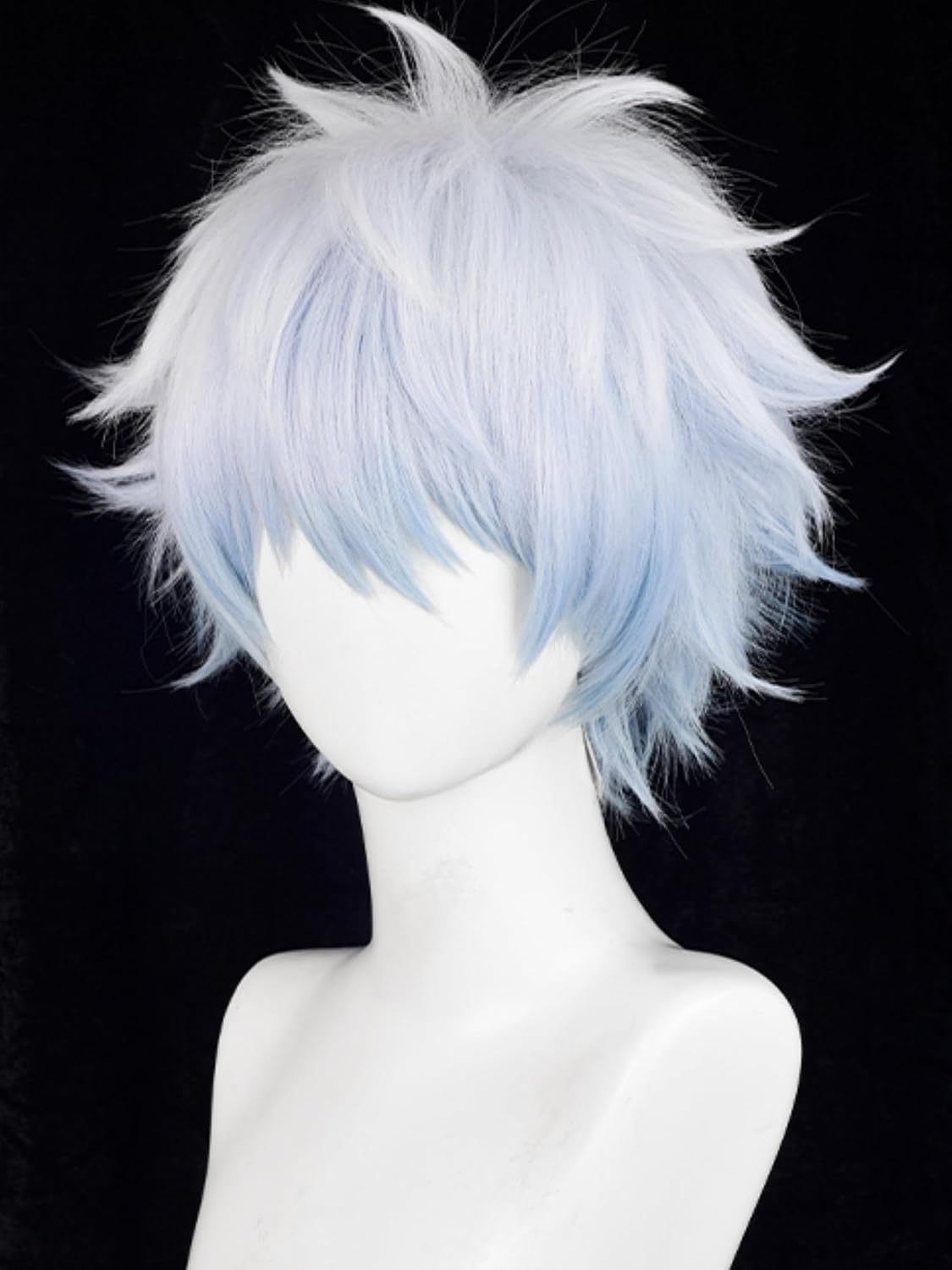 Peluca corta de anime azul claro para hombres, pelucas masculinas d...