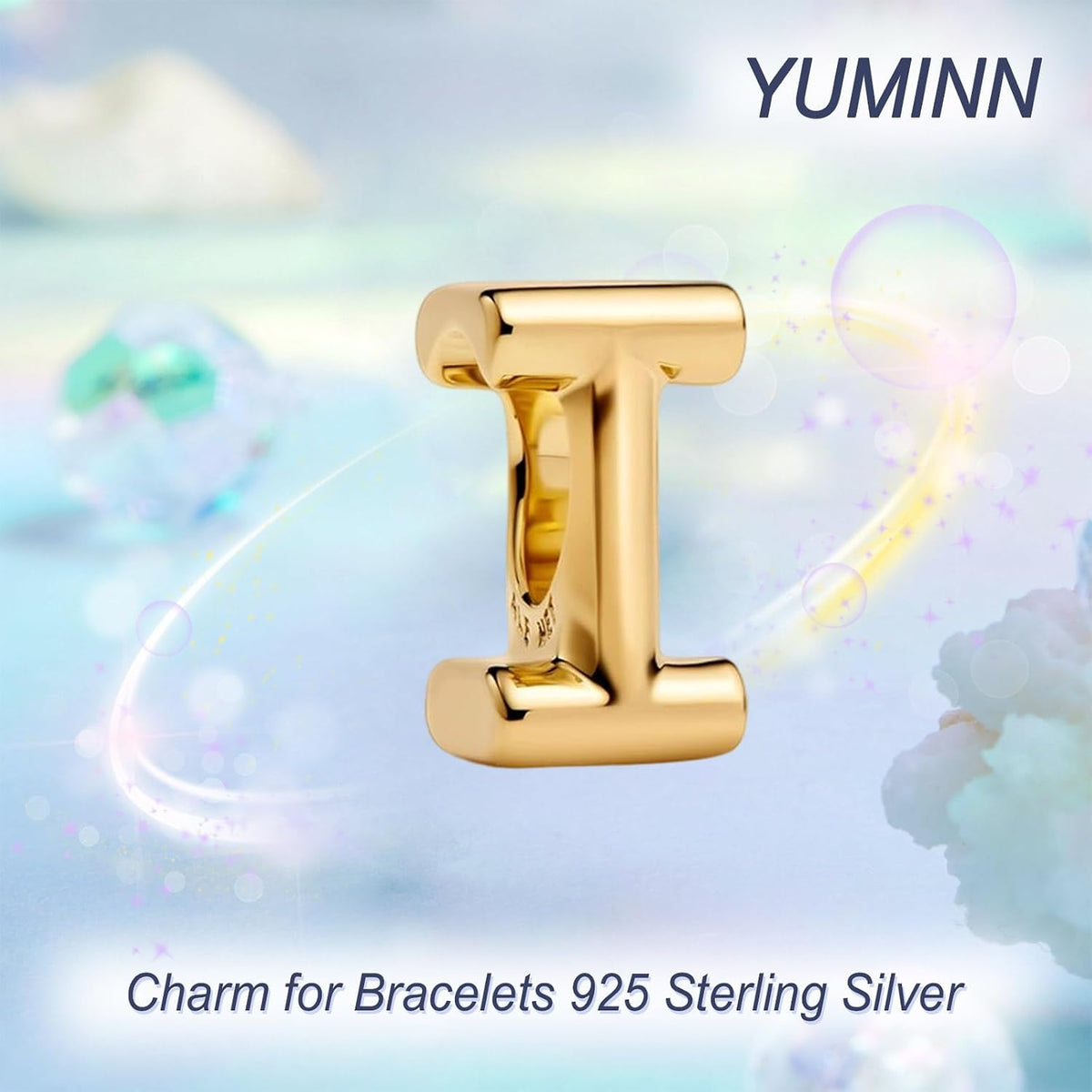 YUMINN Dijes dorados de la A a la Z para pulseras de plata esterlin...