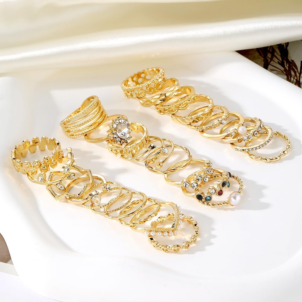 KISS WIFE Anillos apilables de oro para mujer, delicado juego de an...