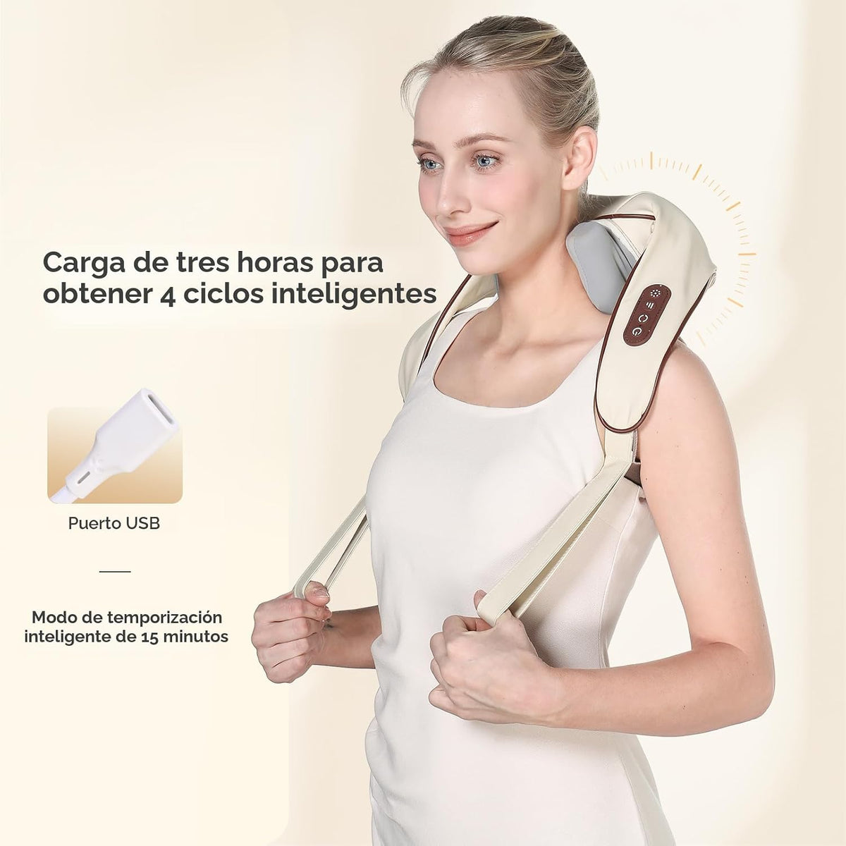 KppeX Almohada masajeadora de cuello 4D profunda inalámbrica, masaj...