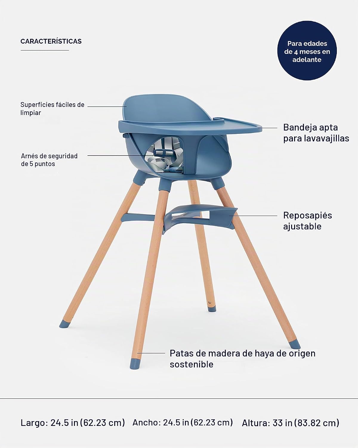 Lalo The Chair - Silla alta convertible 3 en 1 para bebés y niños p...