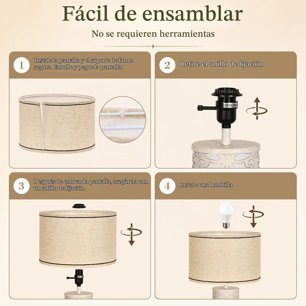 seng pailed Juego de 2 lámparas de mesa regulables con puerto USB C...