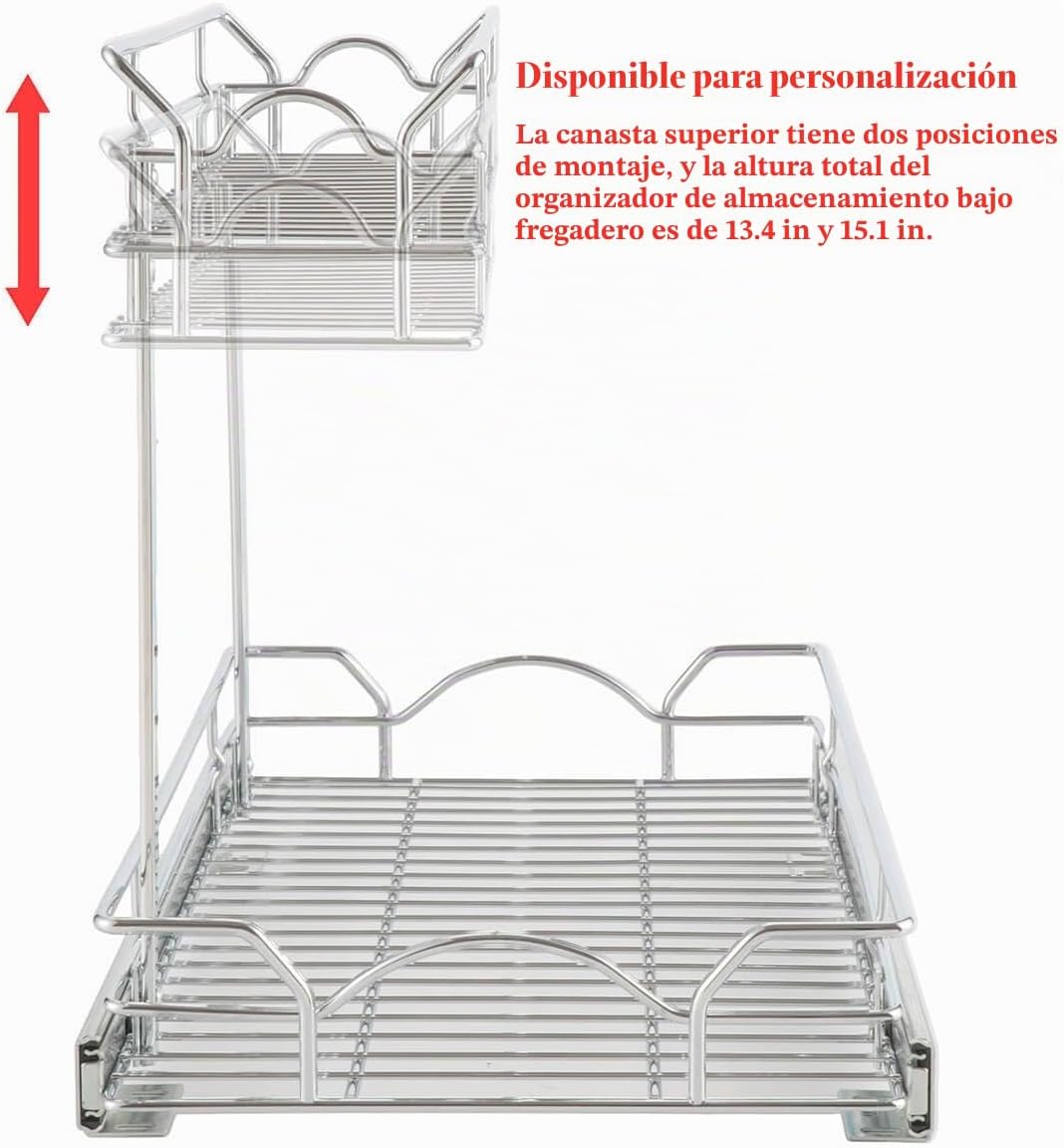 OCG Organizador de gabinete para debajo del fregadero, estante extr...