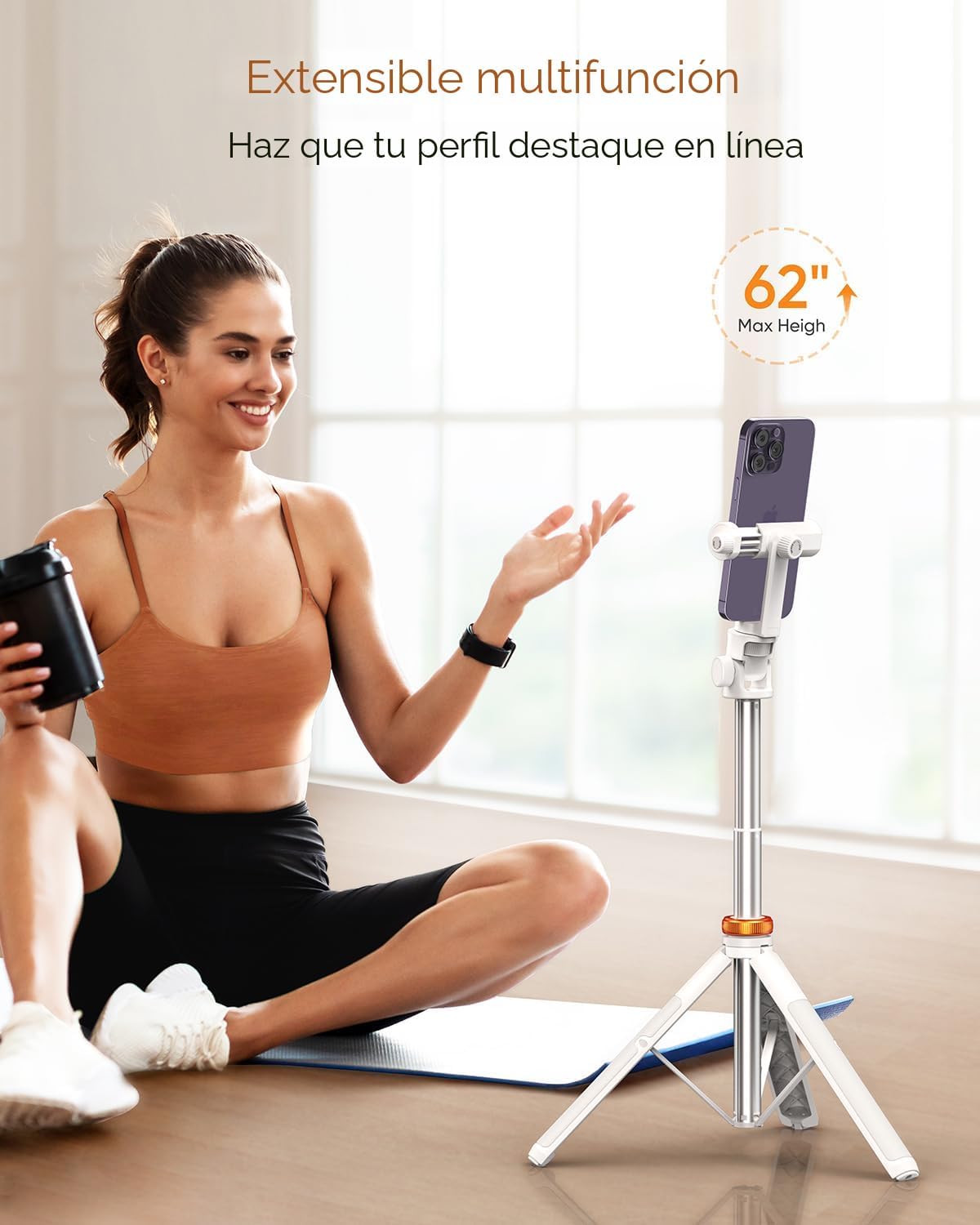 EUCOS Trípode de 62 pulgadas para iPhone, resistente trípode para s...