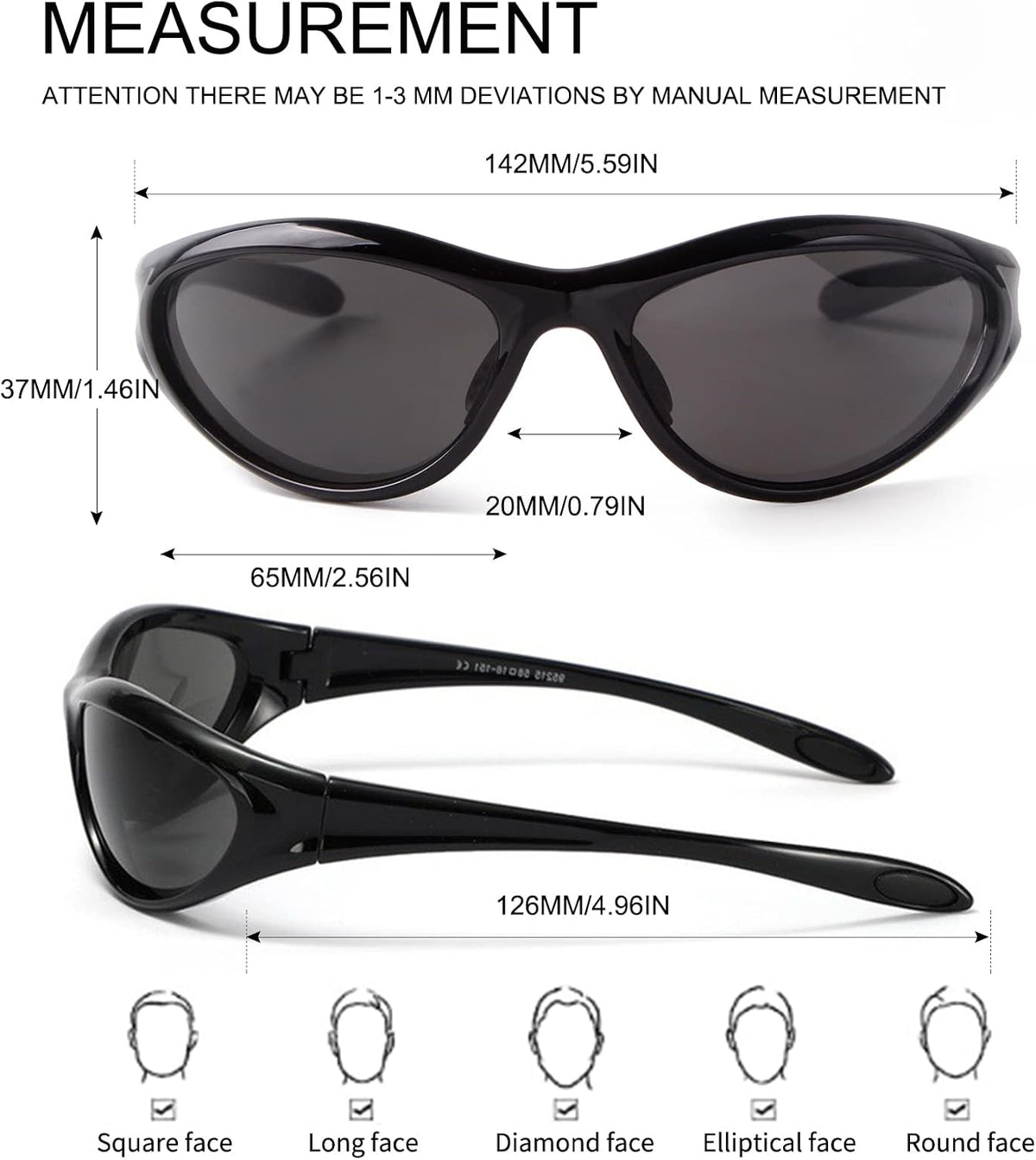 ADE WU Gafas de sol Y2K Rave de moda envolventes gafas de sol depor...
