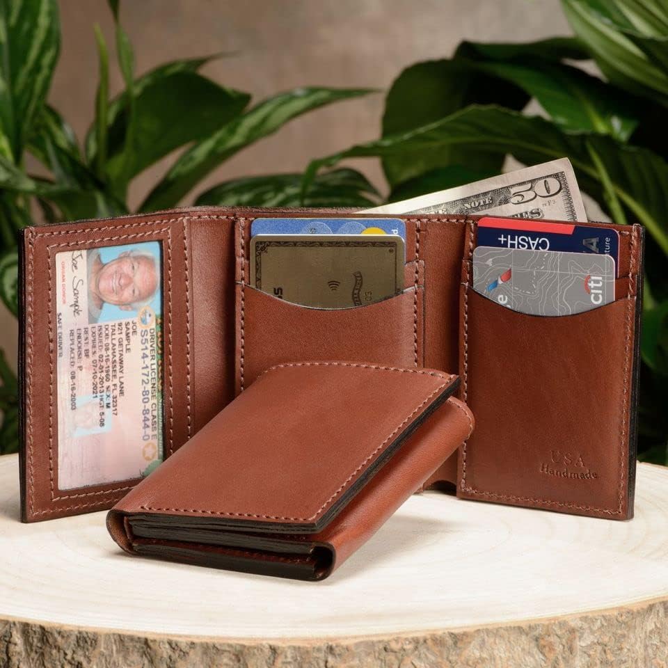 Bullhide Belts Cartera triple de cuero con brida de grano completo...