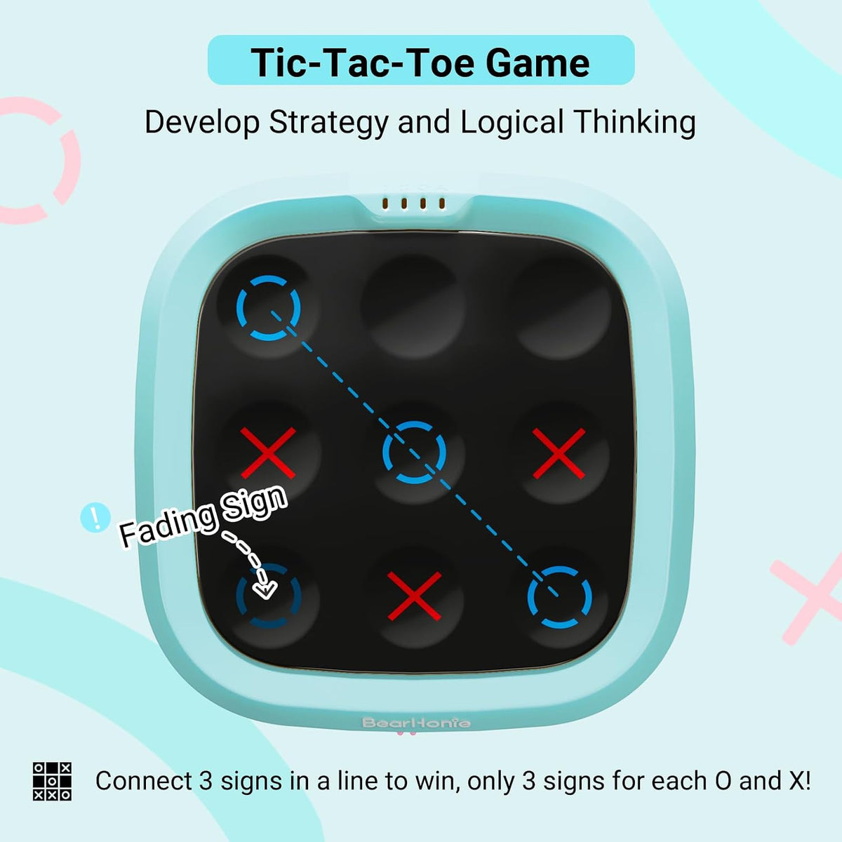 BearHonie Juego de Tic-Tac-Toe 4 en 1 para niños, juguetes educativ...
