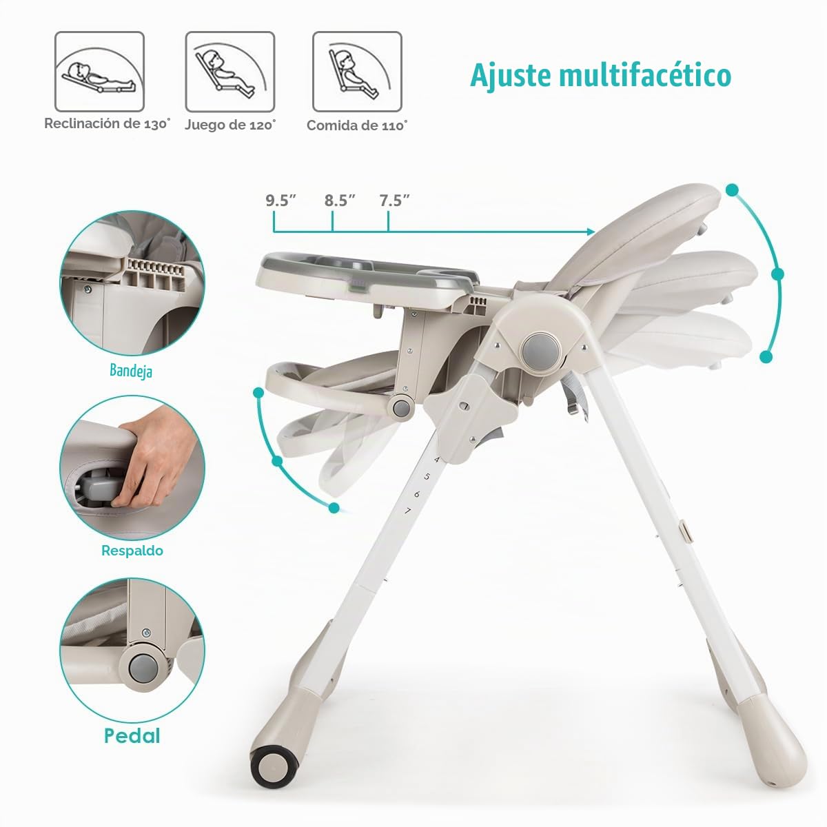 BABY JOY Silla alta convertible para bebés y niños pequeños, altura...