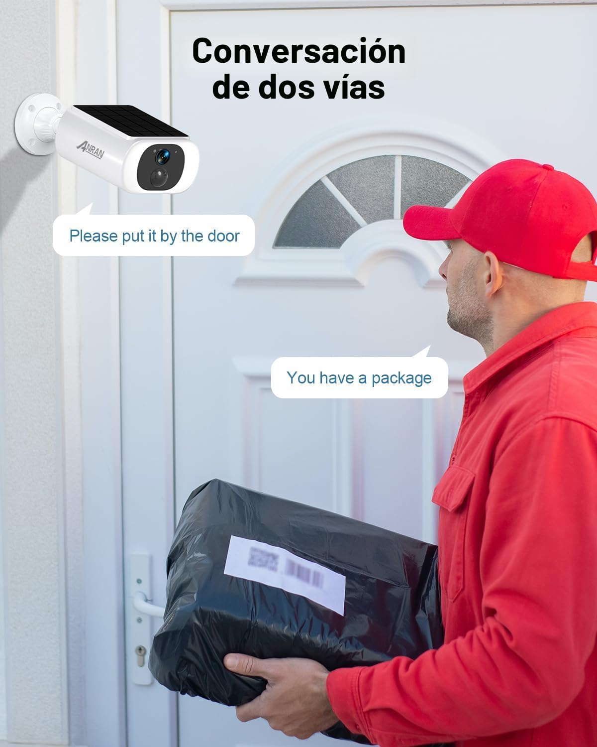 ANRAN Cámara de seguridad solar 2K inalámbrica para exteriores, ali...