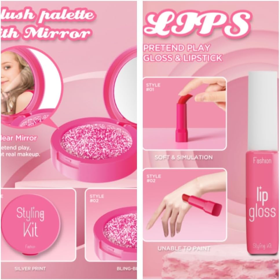 Juguete de maquillaje para niños para niñas, kit de maquillaje de s...