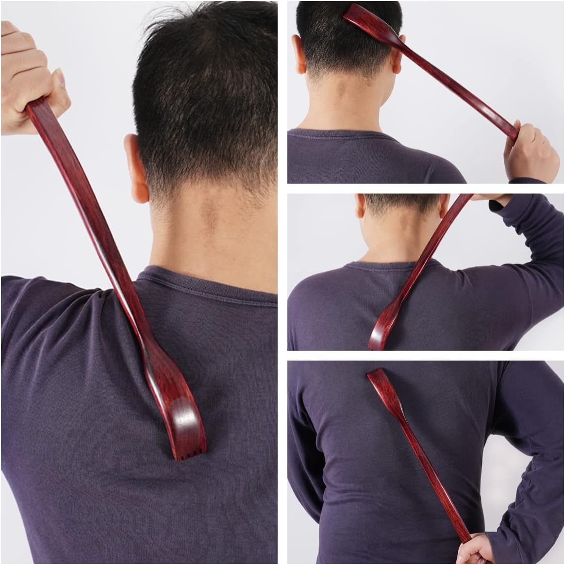ITCHY-BAN Rascador de espalda de madera de gran tamaño: mango curva...