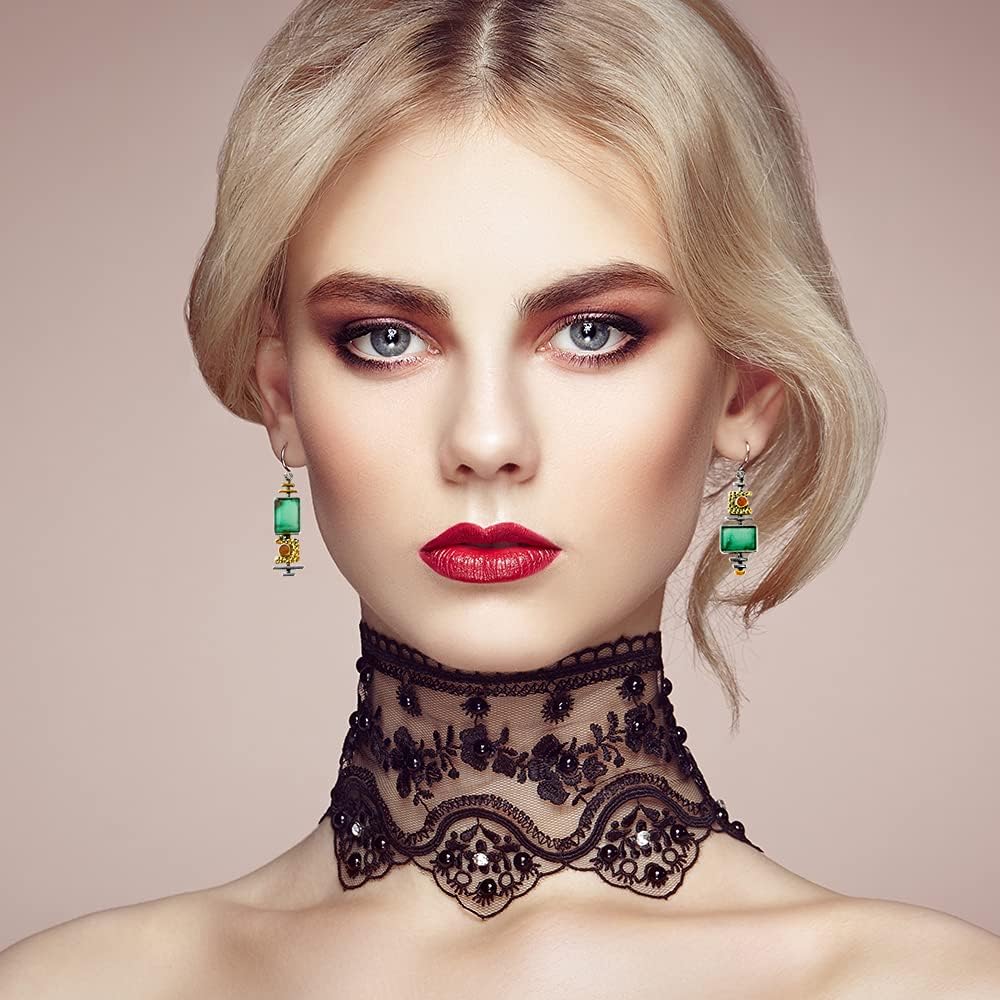 12 Pares de Aretes Colgantes de Cristal Drusa en Forma de Lágrima p...