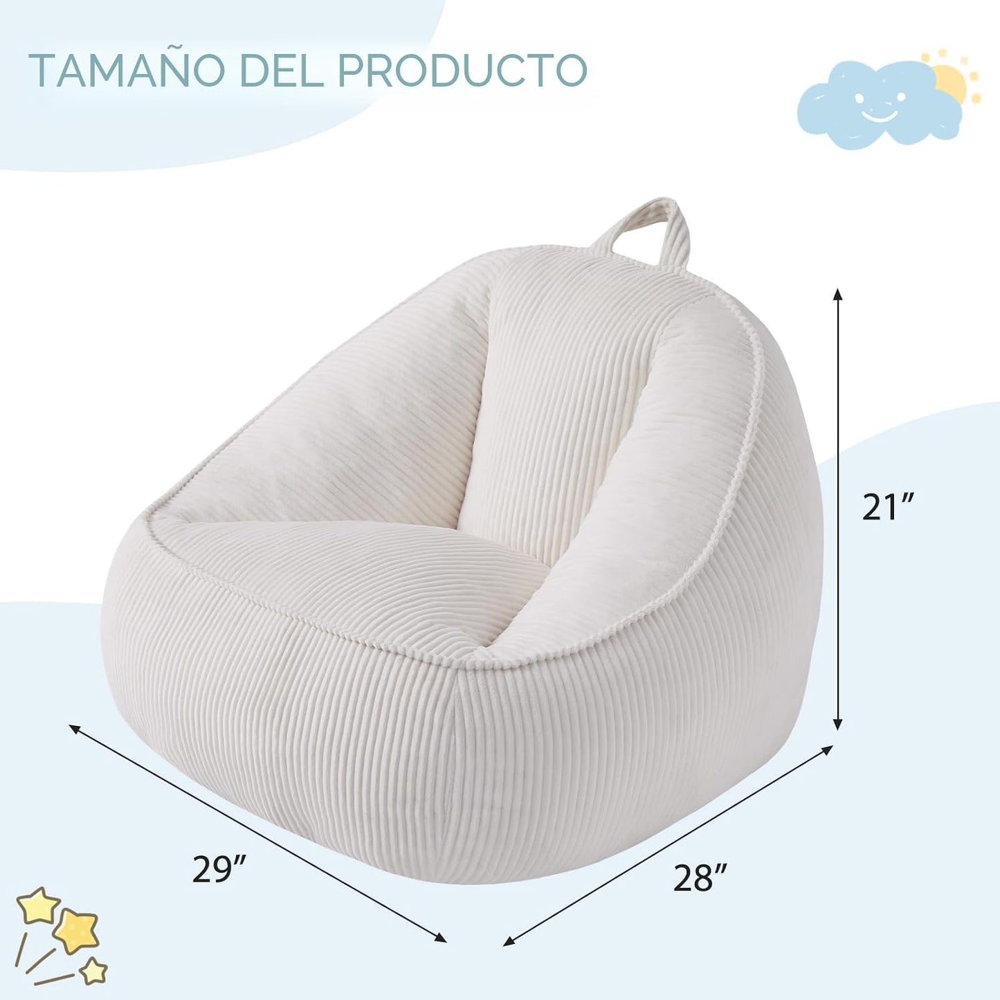 HUGHEAVEN Sillas puff para niños, puf para niños, cómoda y acogedor...