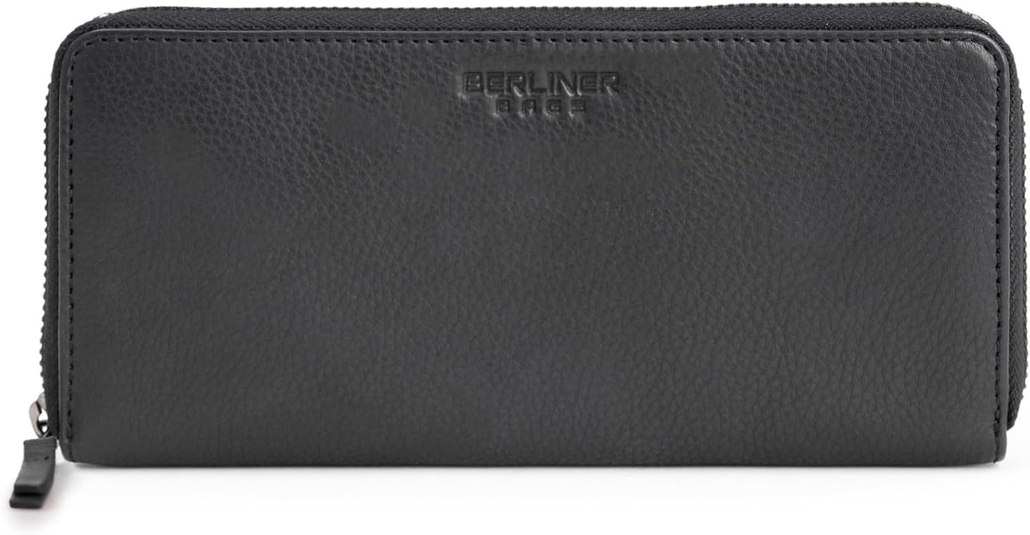 BERLINER BAGS Cartera con cremallera de cuero genuino Palma, caja d...