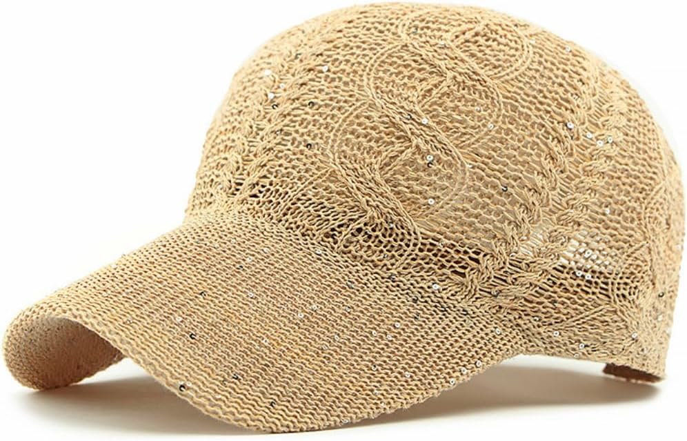 Gorra de béisbol de malla con purpurina para mujer, transpirable, a...