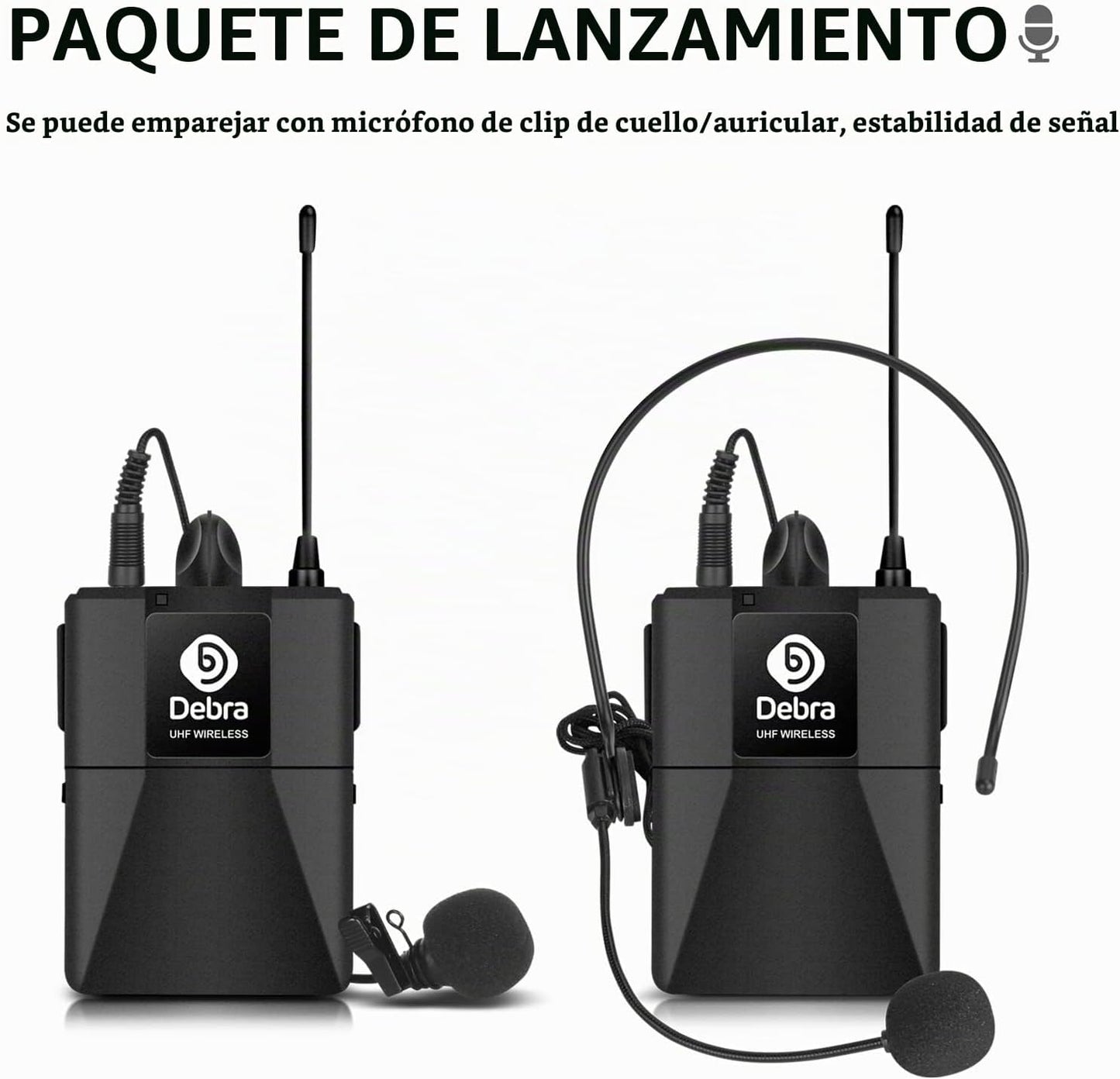 D Debra Audio AU200 Pro UHF Sistema de micrófono inalámbrico de 2 c...