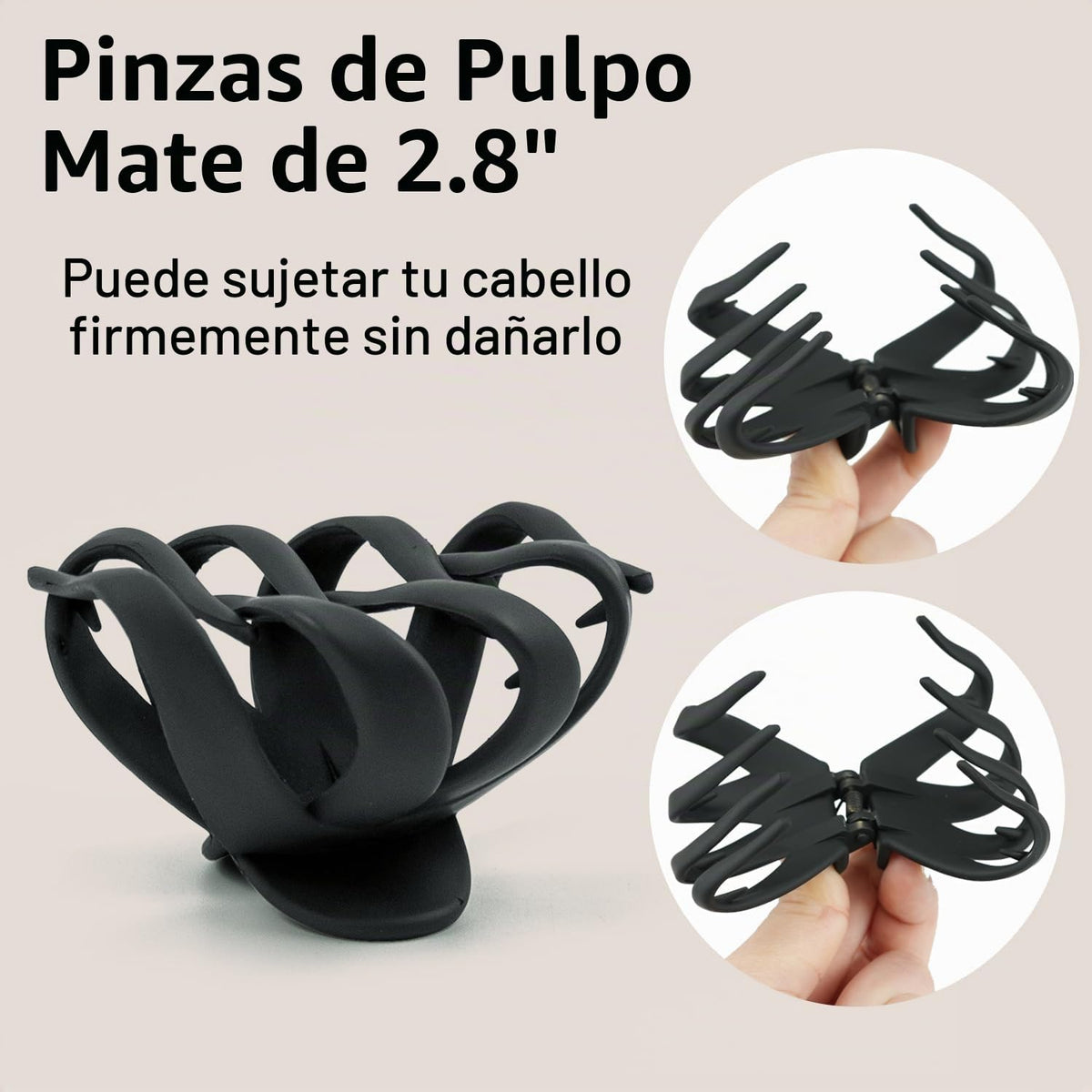 2.8 Pulgadas Pinzas de pelo medianas de pulpo para mujeres, pinzas...