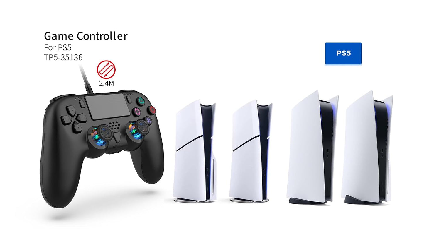 Controlador con cable GAMFAMI compatible con PS5\/PS5 Pro\/PS5 Slim...