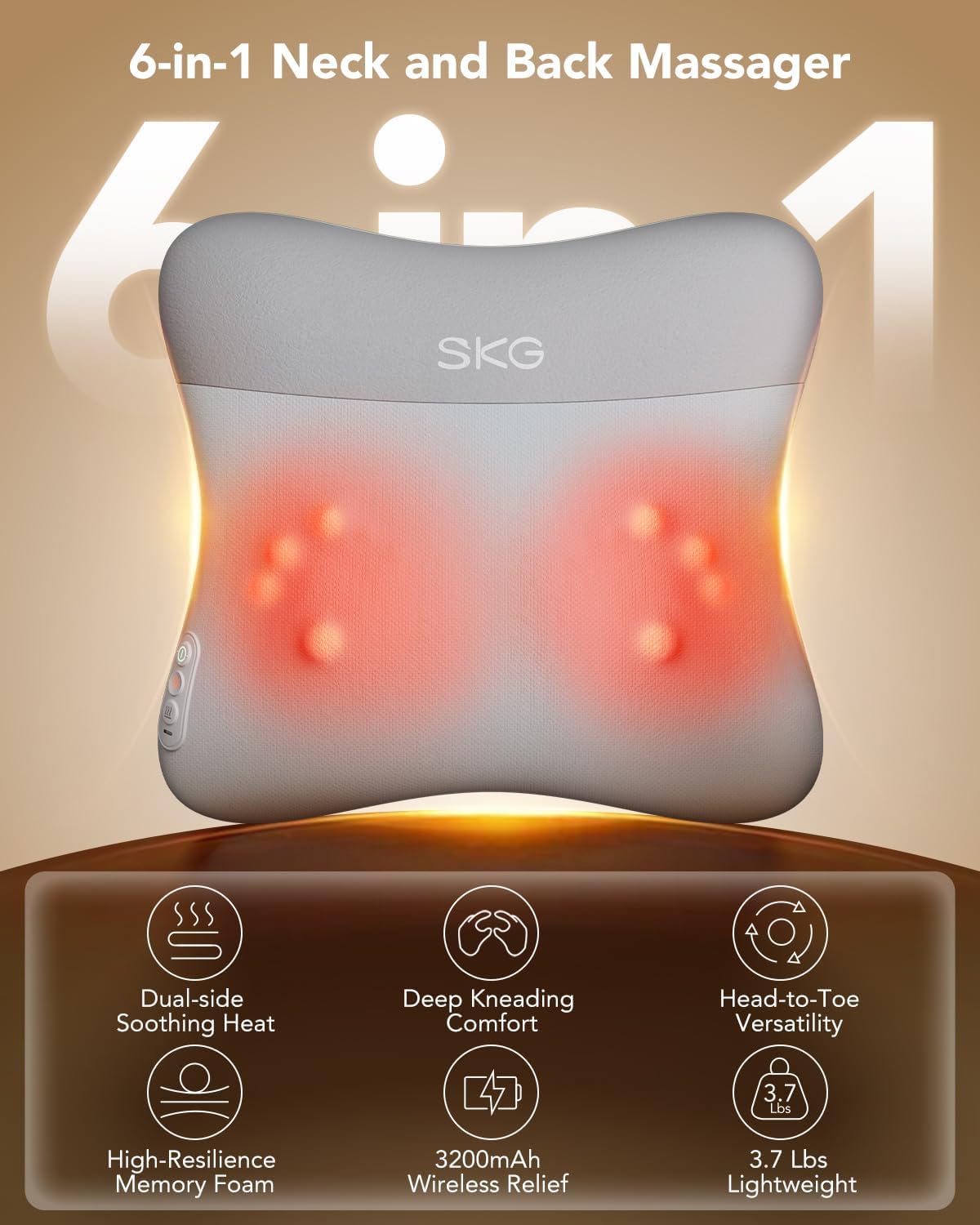 SKG VS500 Masajeador de espalda inalámbrico para aliviar el estrés...