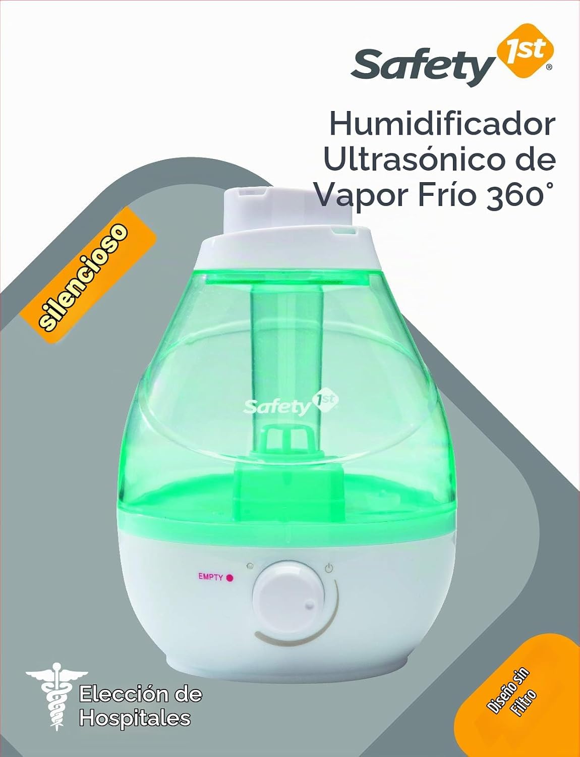 Safety 1st Humidificador ultrasónico de niebla fría de 360 grados,...