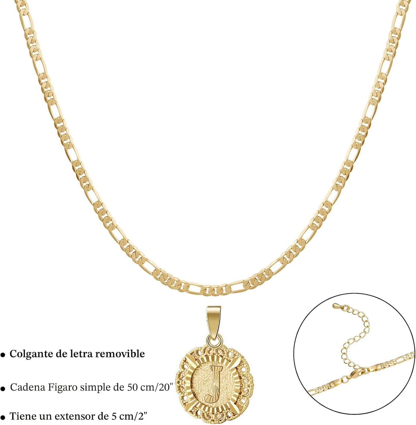 KissYan Collar con inicial para mujer, chapado en oro de 14 quilate...