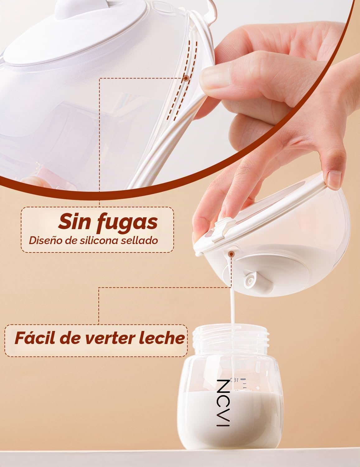 NCVI Extractor de leche portátil ultraligero con manos libres, saca...