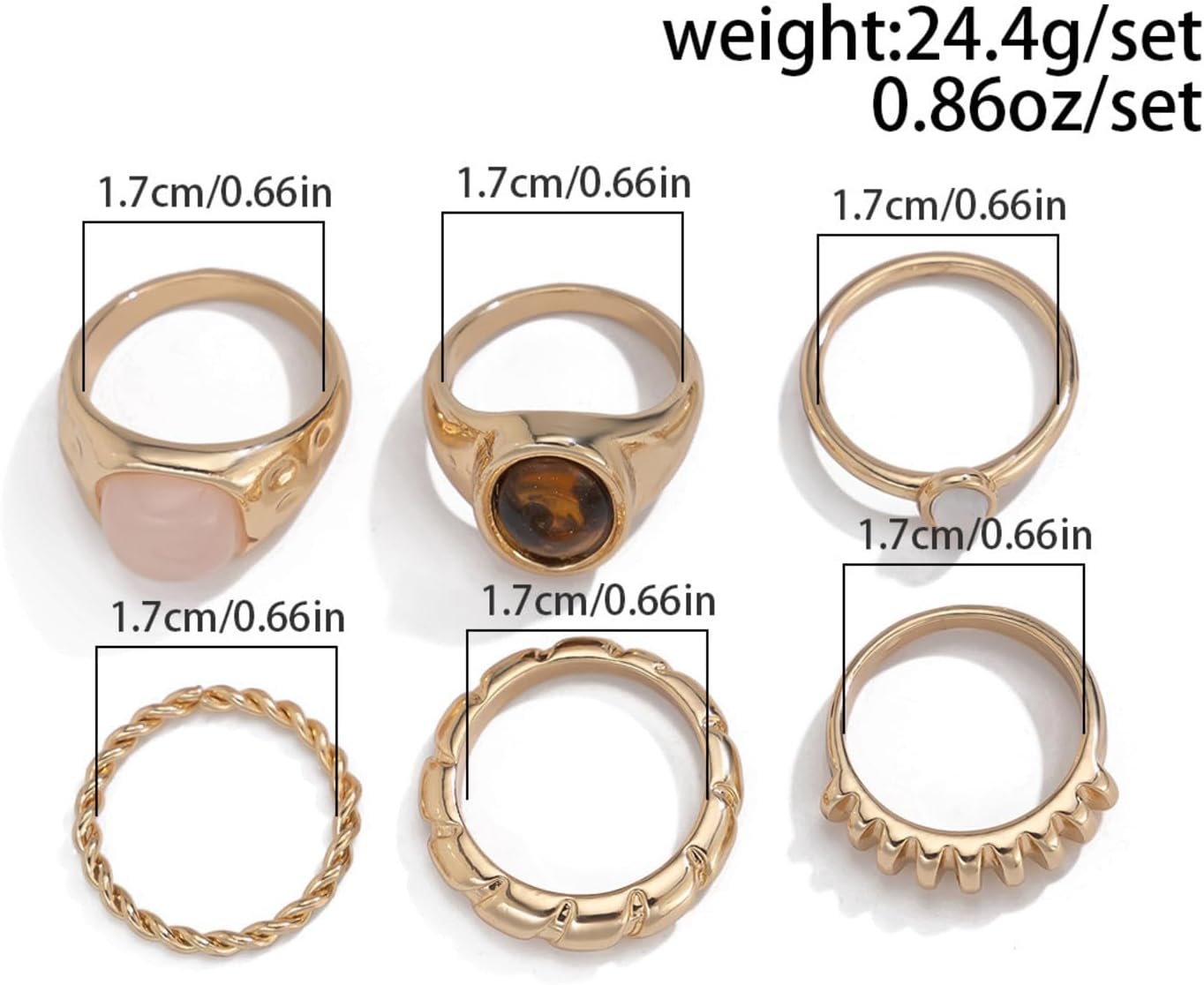 IQIC Anillos gruesos de oro para mujer, juego de anillos de plata a...