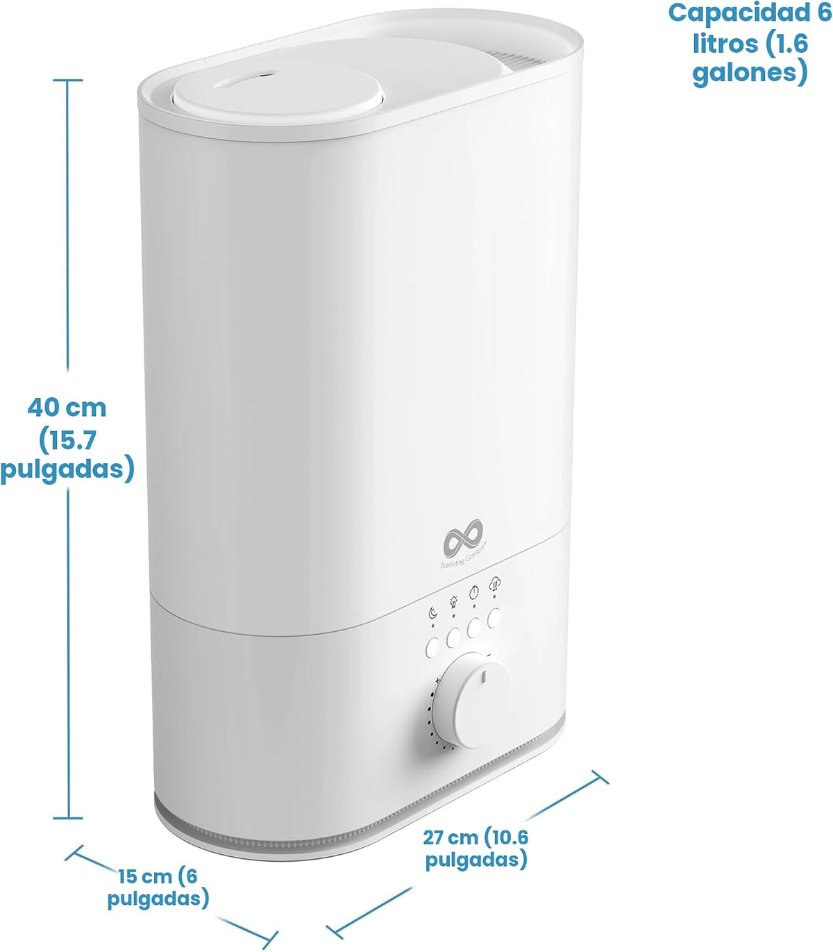 Everlasting Comfort Humidificador grande de 6L para dormitorio, 28...
