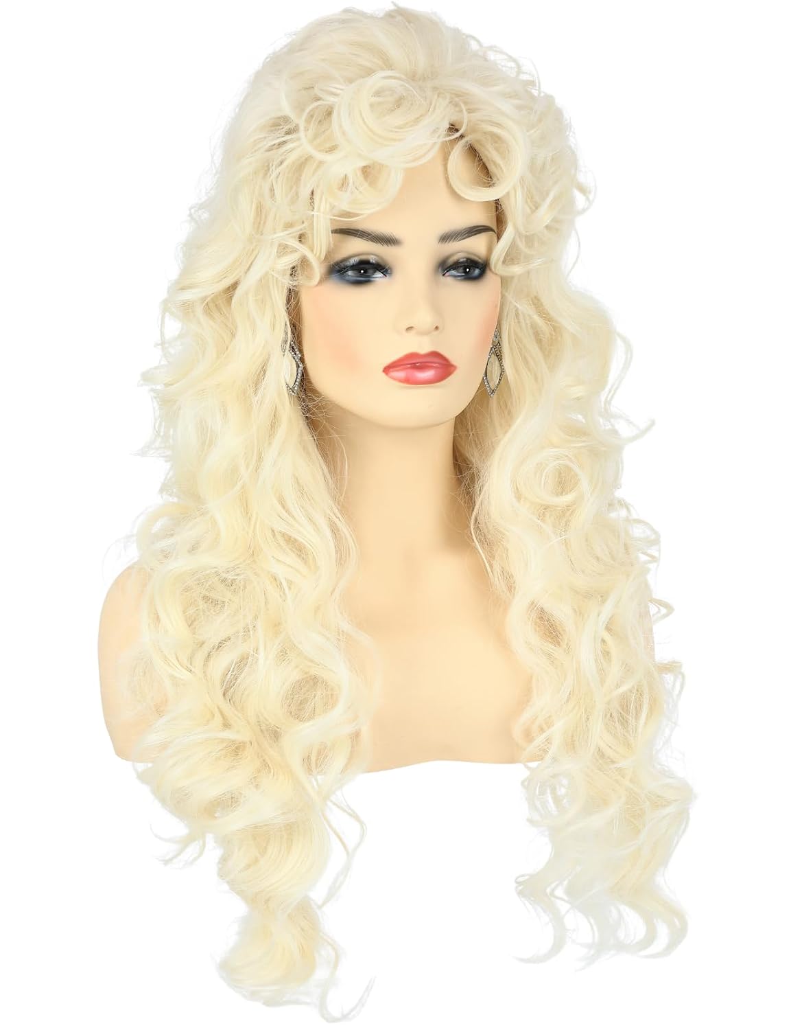 PUREHAIR Peluca Rubia Bombshell Larga para Mujeres con Aretes Disfr...