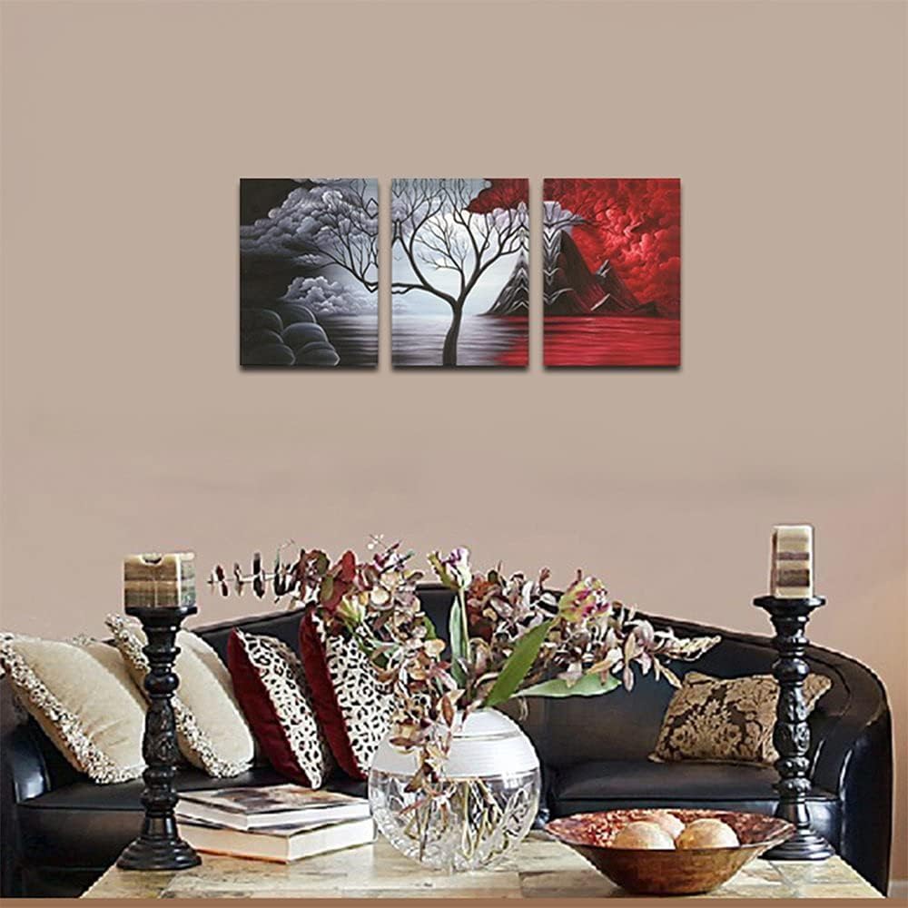 Wieco Art The Cloud Tree - 3 paneles de lienzo moderno Giclée, impr...