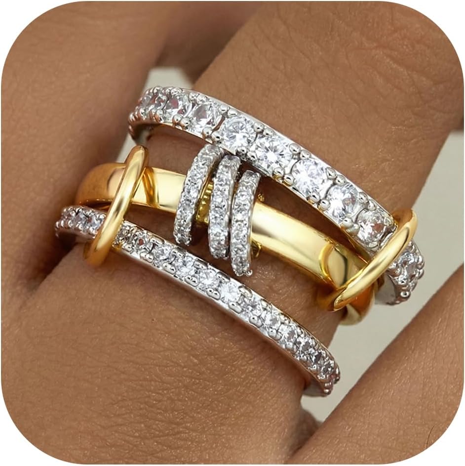 PATISORNA Anillos apilables de oro para mujer sin deslustre 18K Ani...