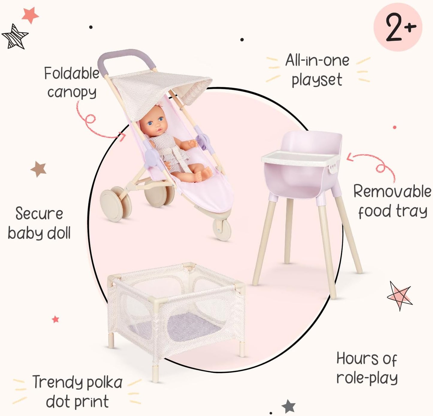 LullaBaby Juego de guardería de muñecas de bebé con muñeca de 14 pu...