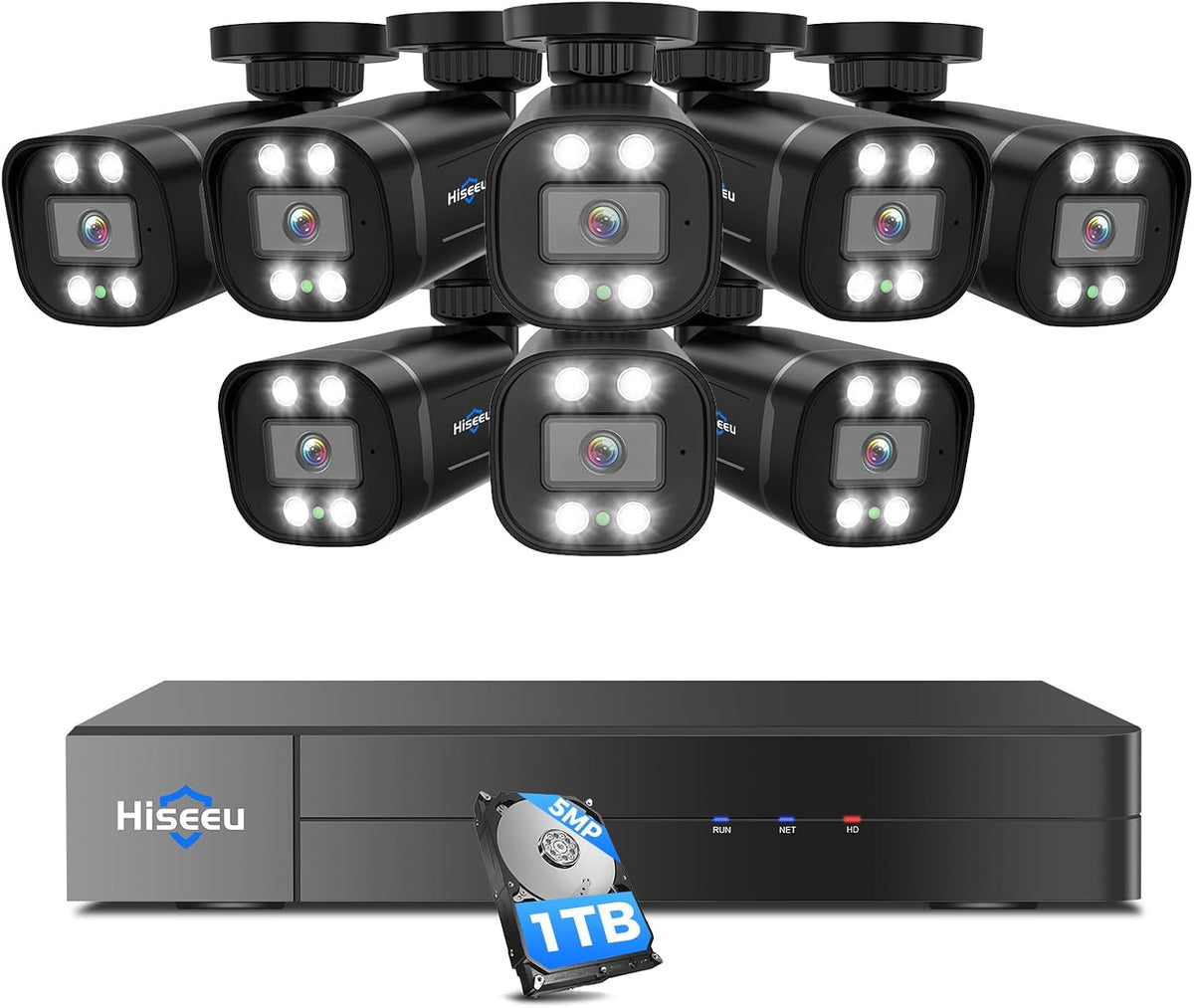 Hiseeu Sistema de cámara de seguridad para exteriores con cable 3K...