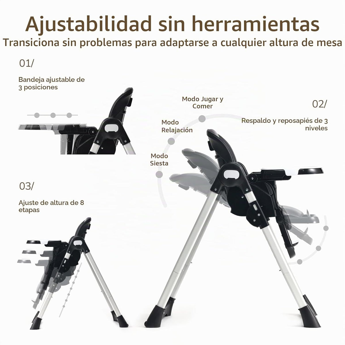 Tinyiota Silla alta 4 en 1 para bebés y niños pequeños con ruedas,...