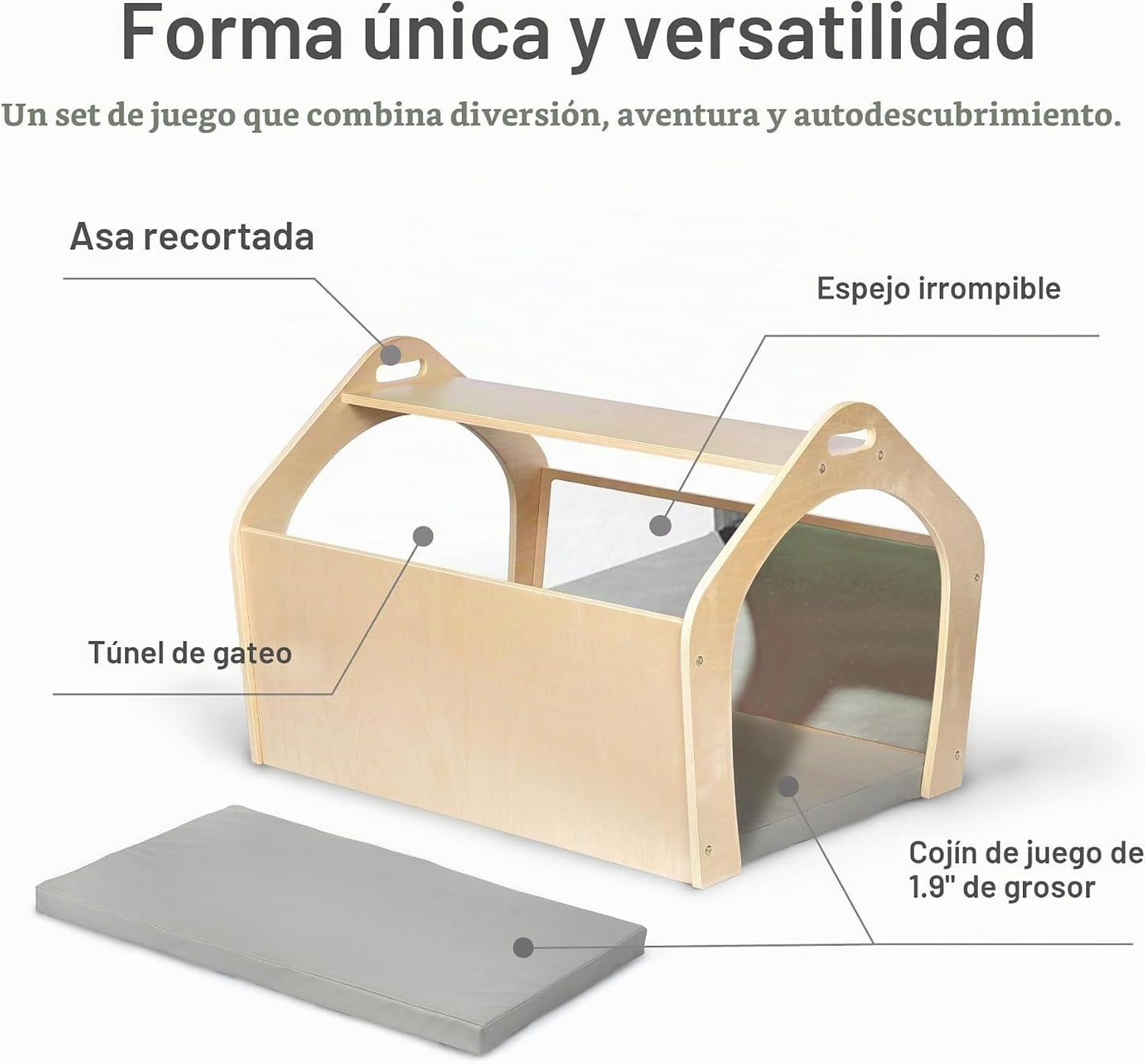 KRAND Casa de juegos Montessori, juguete de gateo para bebé con 2 e...