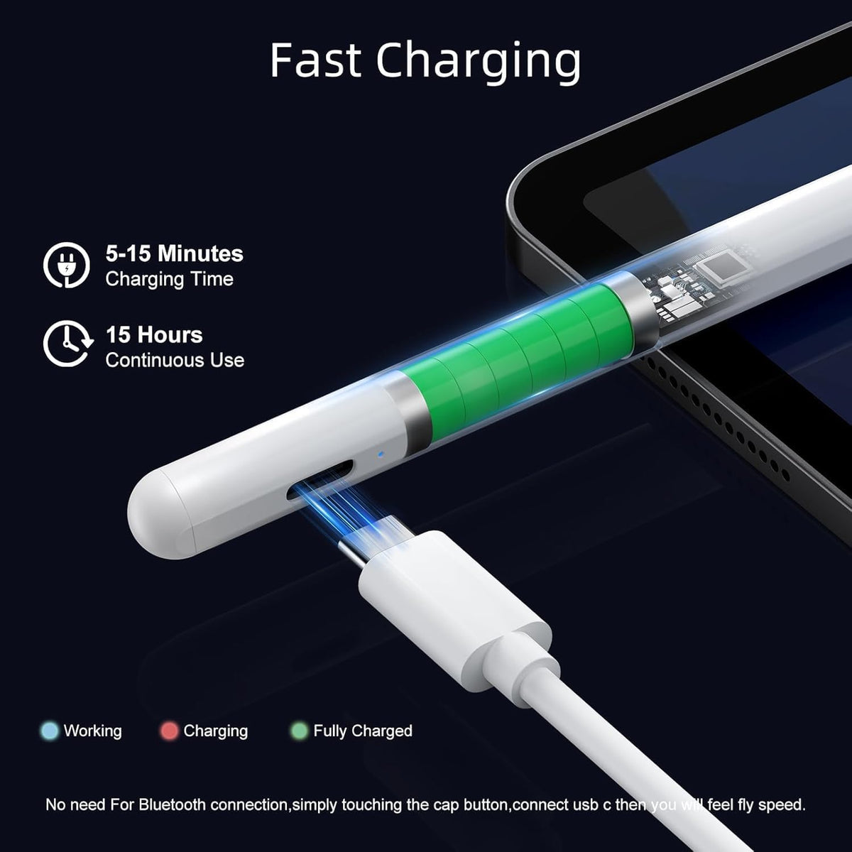 Lápiz óptico para iPad con rechazo de palma y carga rápida, lápiz a...