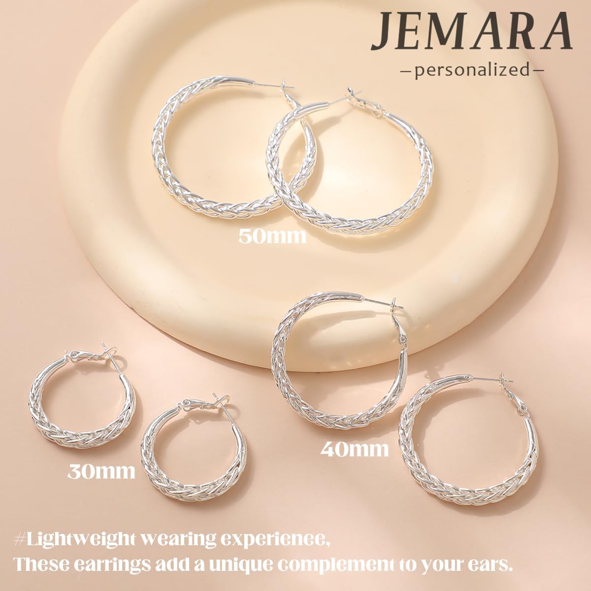 JEMARA Pendientes de Aro de Plata para Mujer a la Moda Hipoalergéni...