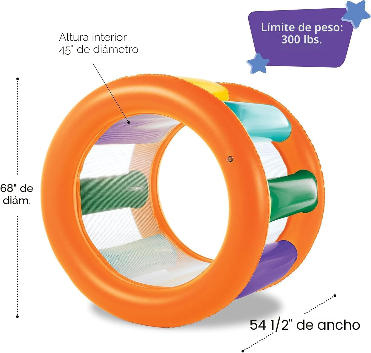 HearthSong Rodillo inflable gigante de tierra arcoíris 2.0 con inte...