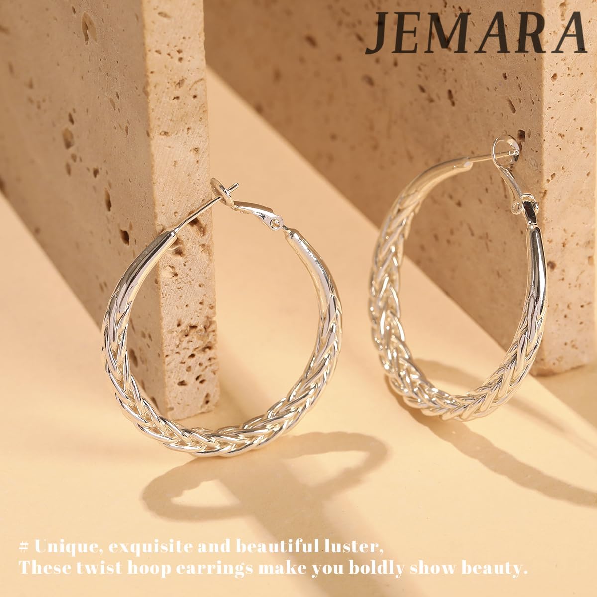 JEMARA Pendientes de Aro de Plata para Mujer a la Moda Hipoalergéni...