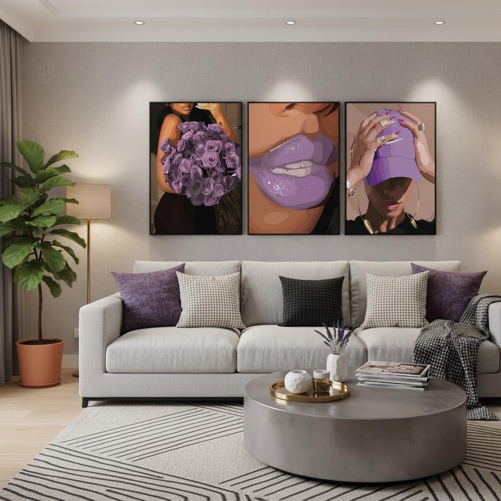 TEOVGKN 3 piezas de arte de pared de niña negra, decoración estétic...