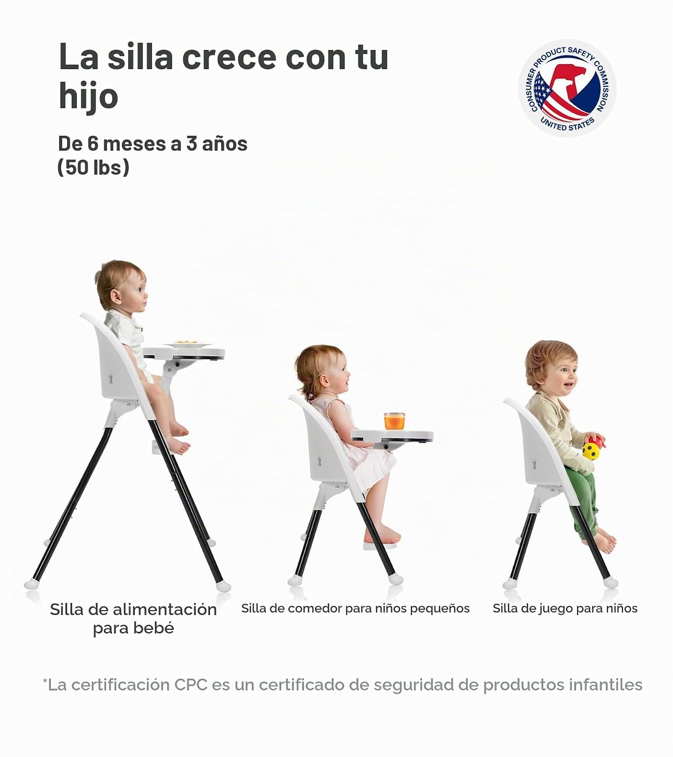 Mallify Silla alta plegable, silla alta portátil para bebé que ahor...