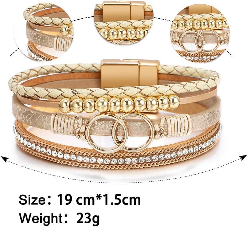Fesciory - Pulsera de leopardo para mujer, estilo bohemio de cuero...
