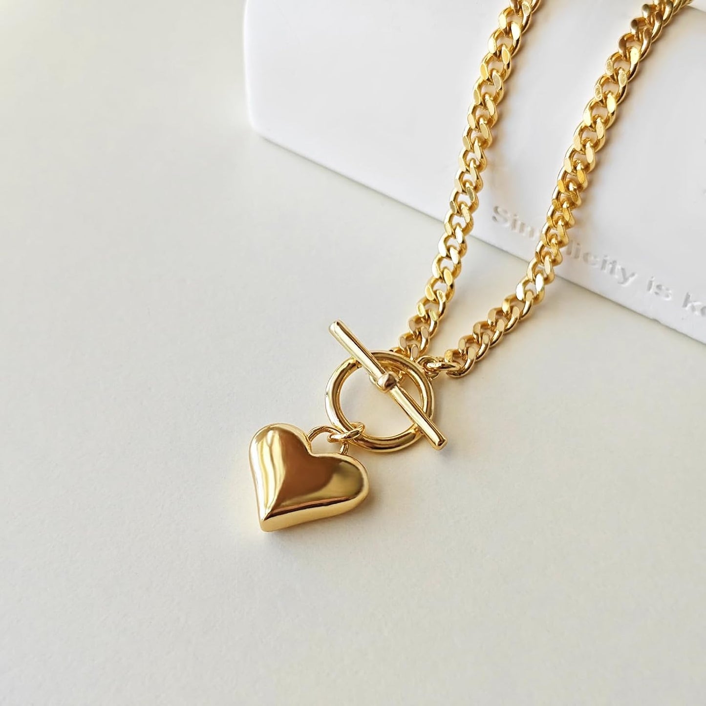 Airmb Collar de Corazón para Mujer, Chapado en Oro\/Plata, Garganti...