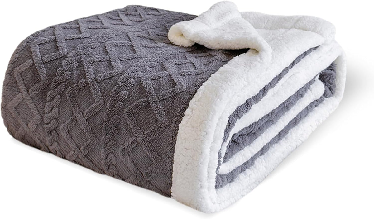 Manta Sherpa de tamaño completo para cama - Mantas de vellón suaves...