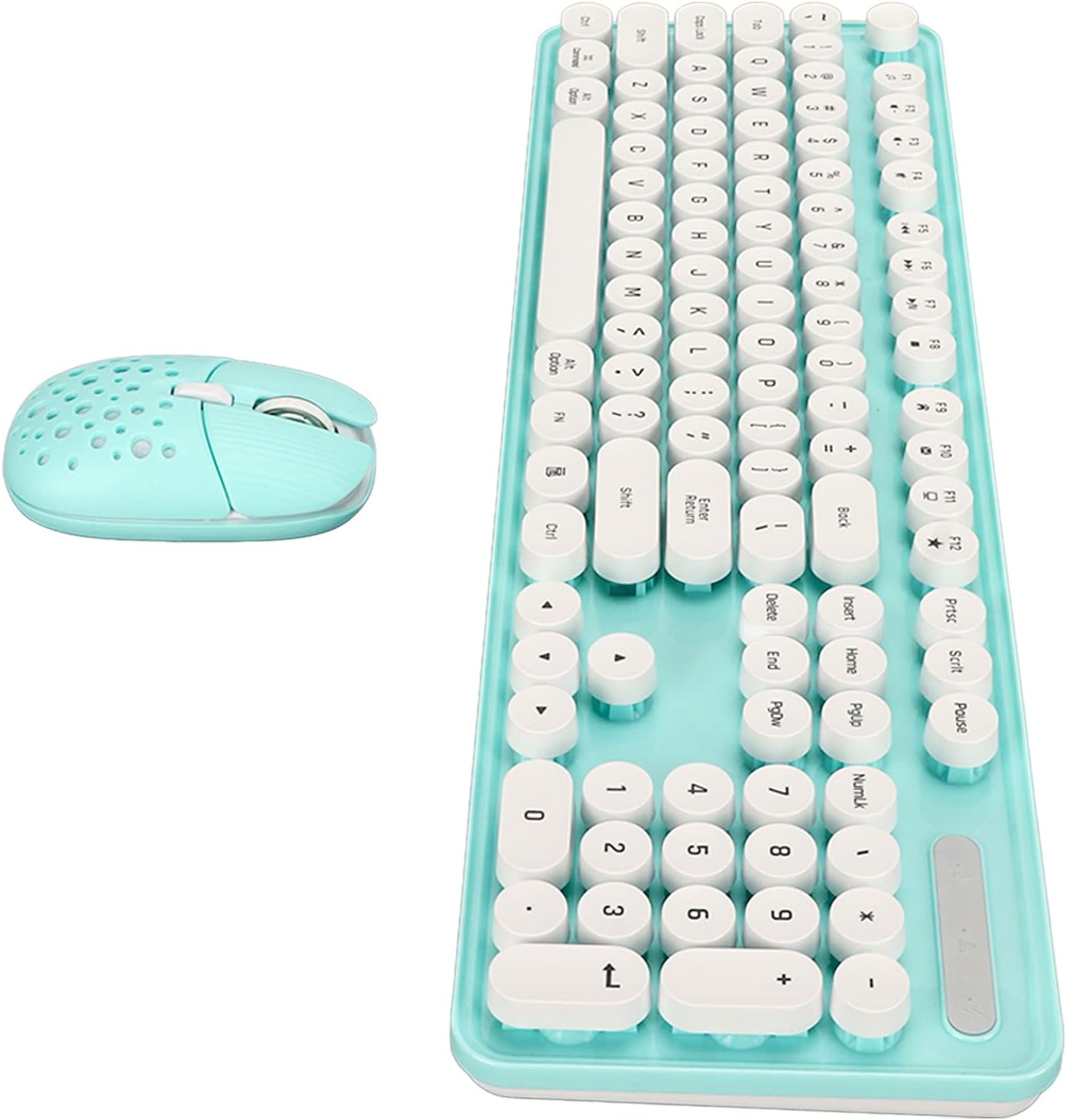 Combo de teclado y mouse inalámbricos, teclas redondas retro de 104...