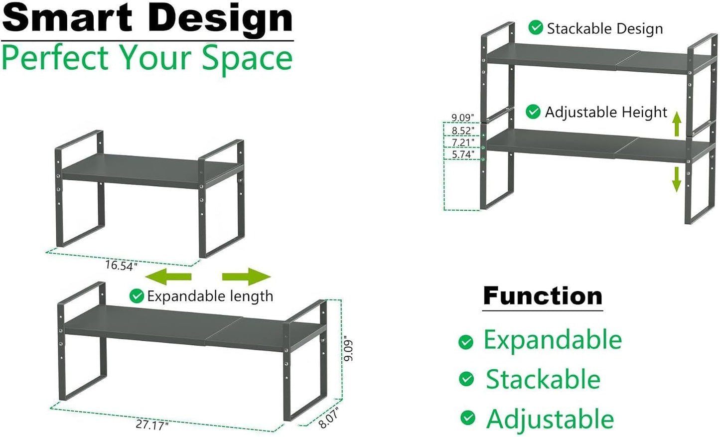 Jojocross Estante organizador de especias apilable expandible en ga...