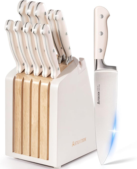 Juego de cuchillos Astercook, juego de cuchillos de cocina con bloq...